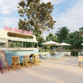 现代网红餐车 网红摊位 桌凳